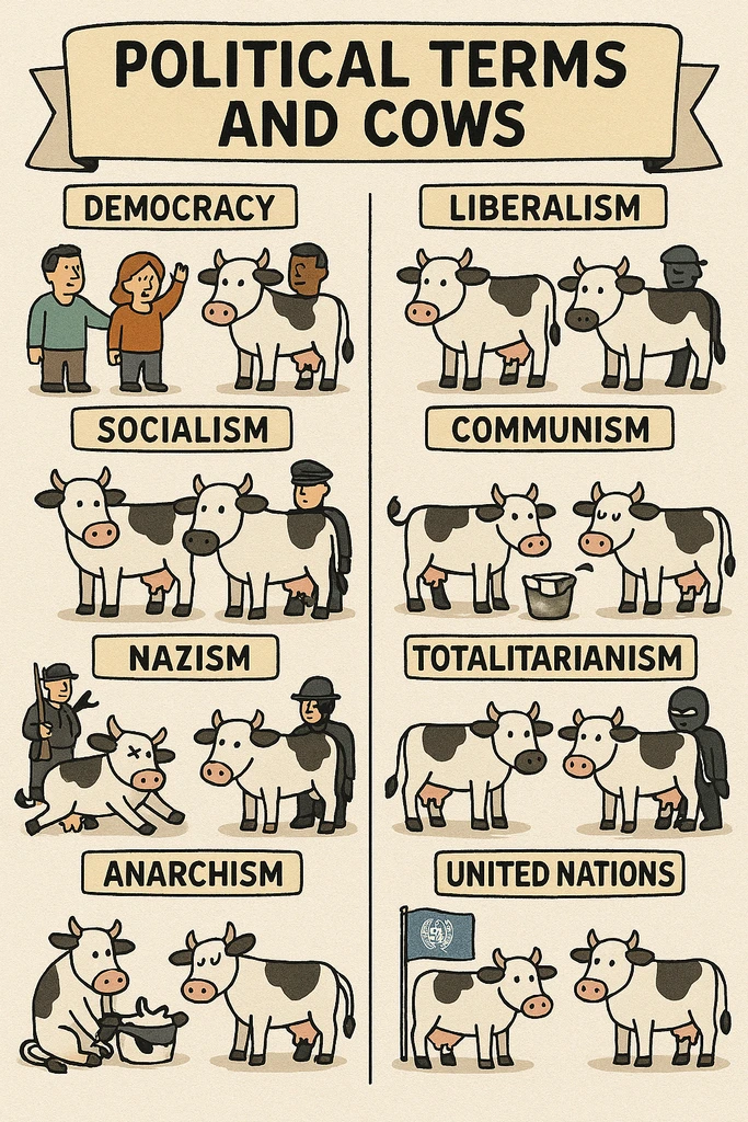 آموزش اصطلاحات سیاسی به زبان طنز با مثال گاو
