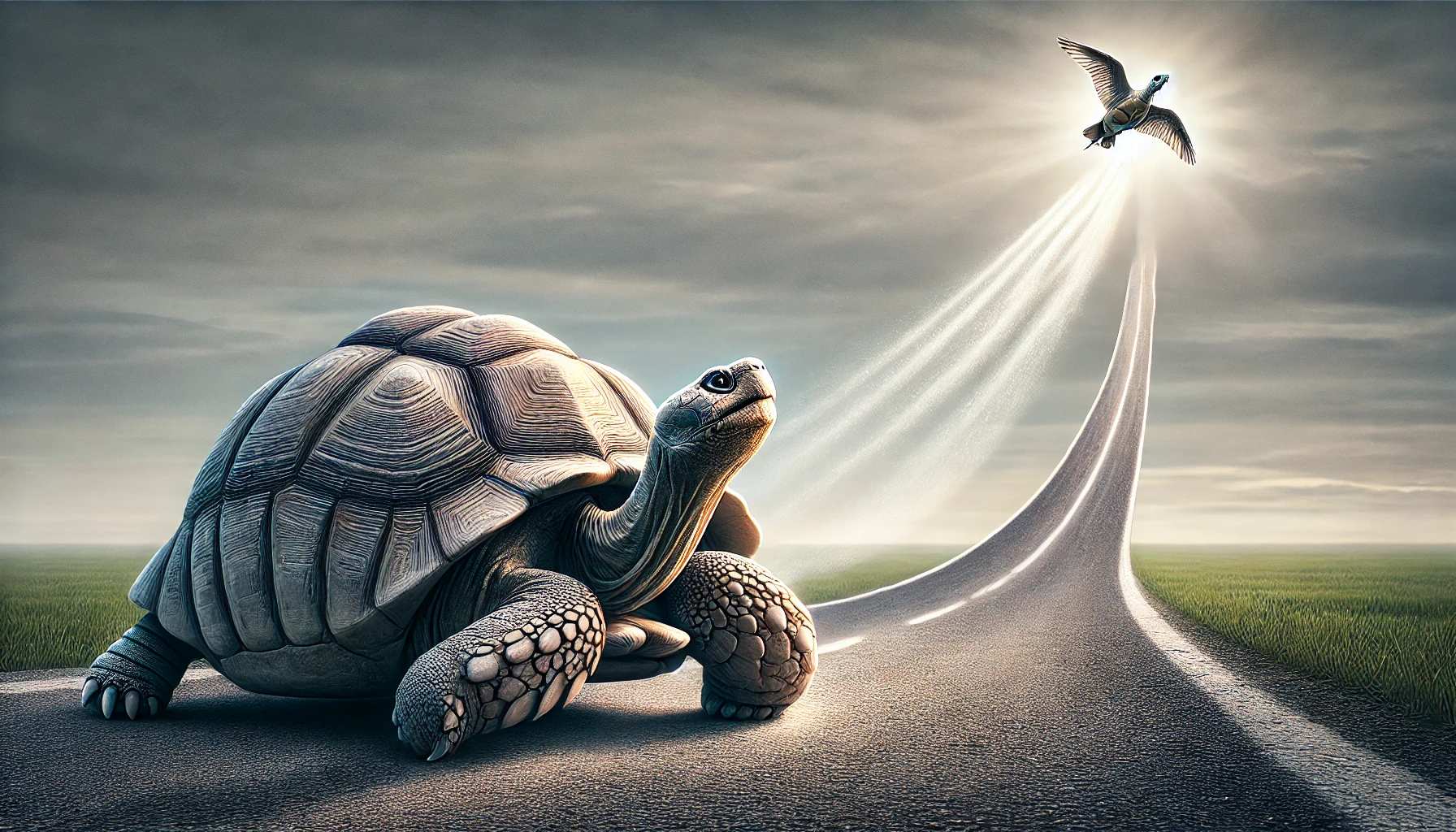 لاک پشت و پرنده